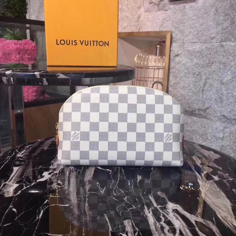 LV Handbags Clutches N23346 White grid